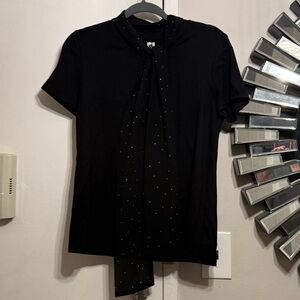 Anne Klein Black Women's Blouse with Scarf Detail